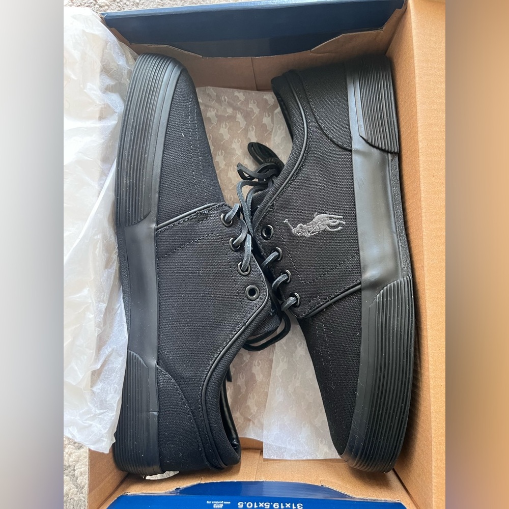 NWT Black Canvas Men's POLO by Ralph Lauren Sneakers